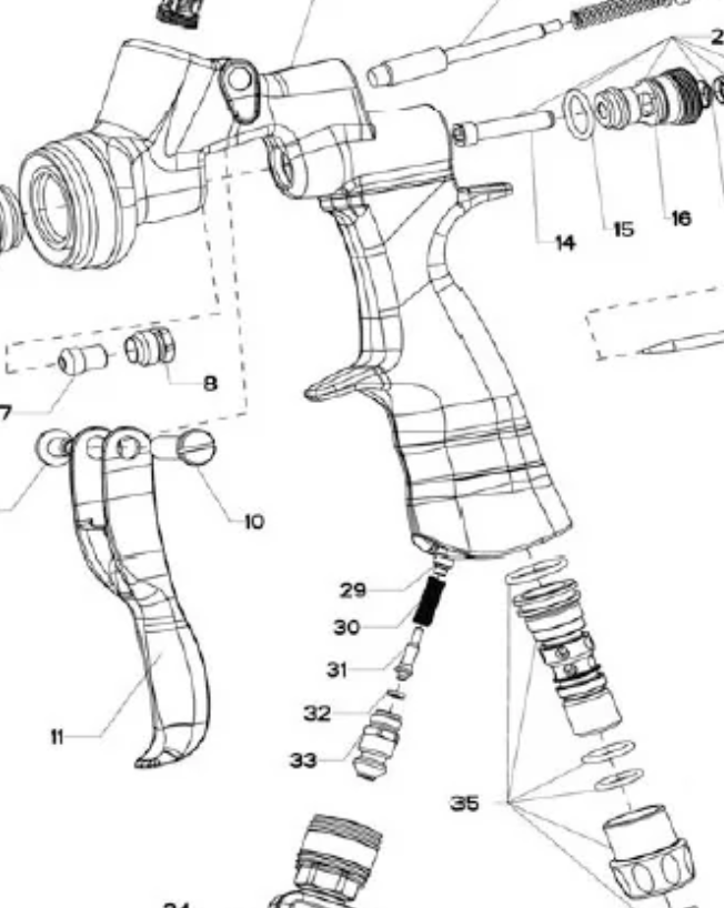 Corpo de substituição da pistola de pintura genesi carbonio evo